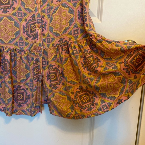 Native Youth Dress in plum, blue and gold with peplum - Picture 4 of 5